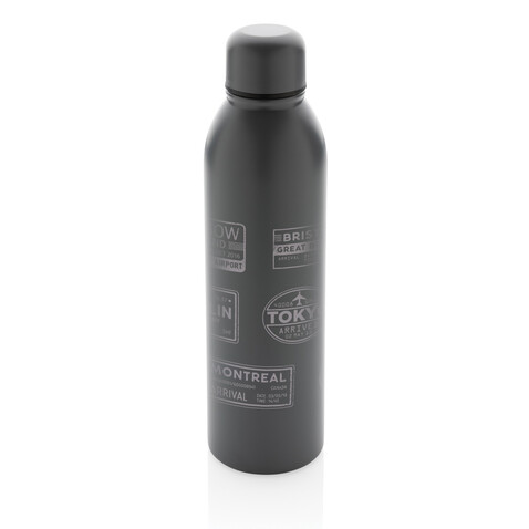 RCS recycelte Stainless Steel Vakuumflasche anthrazit bedrucken, Art.-Nr. P433.042