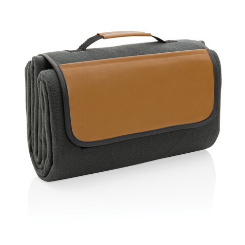 Impact Aware™ RPET Picknickdecke mit PU-Tasche anthrazit bedrucken, Art.-Nr. P459.082