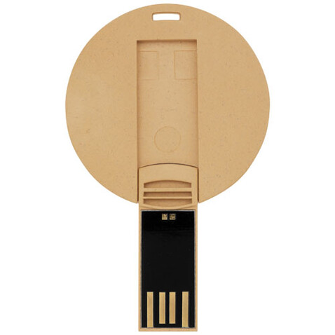 Runder ausklappbarer USB Stick, Kraftpapier, 1GB bedrucken, Art.-Nr. 1Z48606D