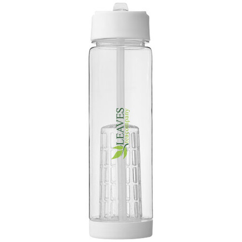 Tutti frutti 740 ml Tritan™ Sportflasche mit Infuser, transparent, weiss bedrucken, Art.-Nr. 10031401