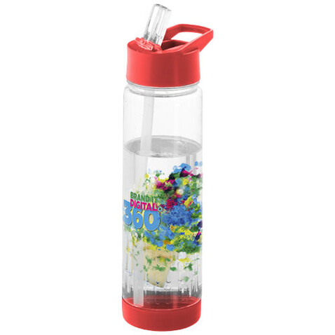 Tutti frutti 740 ml Tritan™ Sportflasche mit Infuser, transparent, rot bedrucken, Art.-Nr. 10031404