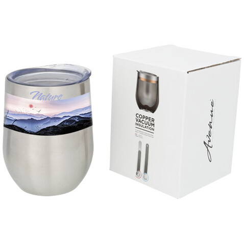 Corzo 350 ml Kupfer-Vakuum Isolierbecher, silber bedrucken, Art.-Nr. 10051601