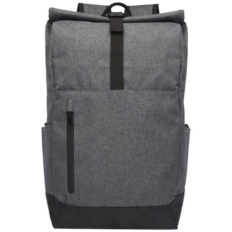 Libra 15,6" GRS recycelter Rolltop Laptop-Rucksack 12L, heather grau, schwarz bedrucken, Art.-Nr. 12054880 Libra 15,6" GRS recycelter Rolltop Laptop-Rucksack 12L, heather grau, schwarz bedrucken, Art.-Nr. 12054880