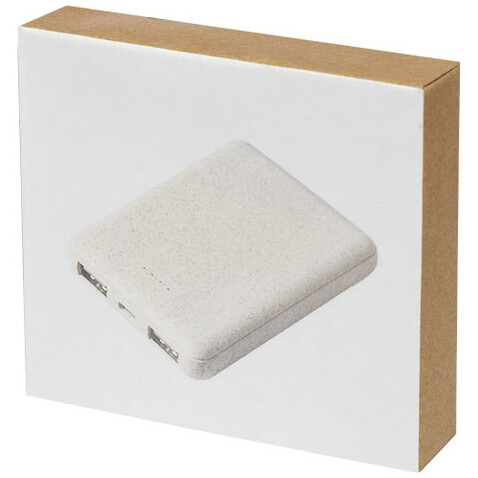 Asama 5000 mAh Powerbank aus Weizenstroh, beige bedrucken, Art.-Nr. 12413702