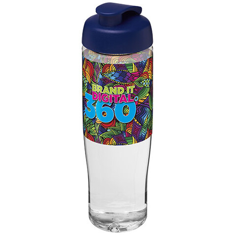H2O Active® Tempo 700 ml Sportflasche mit Klappdeckel, transparent, blau bedrucken, Art.-Nr. 21004002