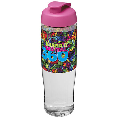 H2O Active® Tempo 700 ml Sportflasche mit Klappdeckel, transparent, rosa bedrucken, Art.-Nr. 21004008