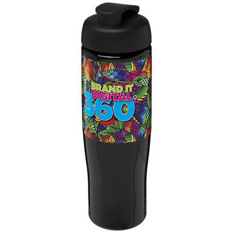 H2O Active® Tempo 700 ml Sportflasche mit Klappdeckel, schwarz bedrucken, Art.-Nr. 21004011