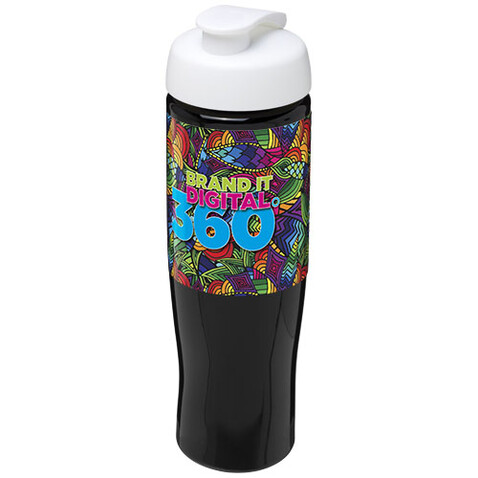H2O Active® Tempo 700 ml Sportflasche mit Klappdeckel, schwarz, weiss bedrucken, Art.-Nr. 21004012