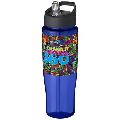 H2O Active® Tempo 700 ml Sportflasche mit Ausgussdeckel, blau, schwarz bedrucken, Art.-Nr. 21004403