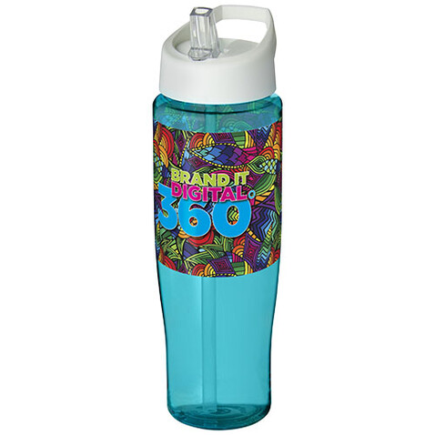 H2O Active® Tempo 700 ml Sportflasche mit Ausgussdeckel, aquablau, weiss bedrucken, Art.-Nr. 21004413
