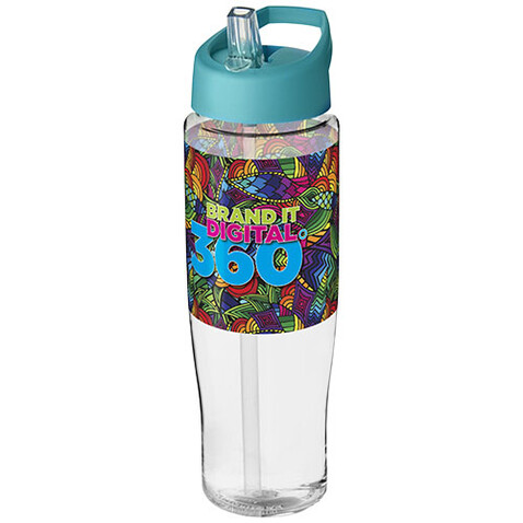 H2O Active® Tempo 700 ml Sportflasche mit Ausgussdeckel, transparent, aquablau bedrucken, Art.-Nr. 21004418