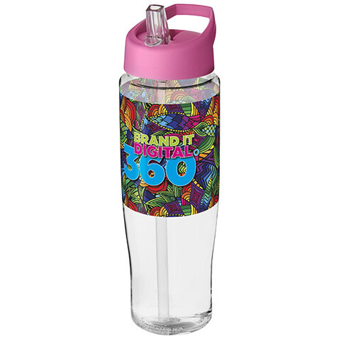 H2O Active® Tempo 700 ml Sportflasche mit Ausgussdeckel, transparent, rosa bedrucken, Art.-Nr. 21004423