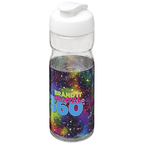 H2O Active® Base 650 ml Sportflasche mit Klappdeckel, transparent, weiss bedrucken, Art.-Nr. 21004501