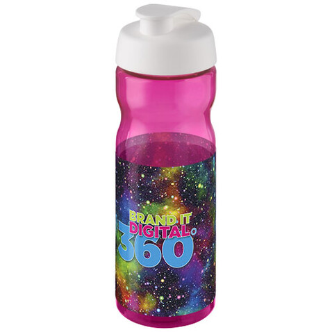 H2O Active® Base 650 ml Sportflasche mit Klappdeckel, magenta, weiss bedrucken, Art.-Nr. 21004526