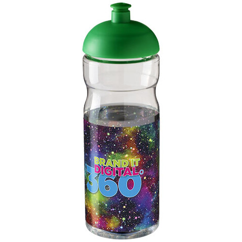 H2O Active® Base 650 ml Sportflasche mit Stülpdeckel, transparent, grün bedrucken, Art.-Nr. 21004706