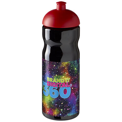 H2O Active® Base 650 ml Sportflasche mit Stülpdeckel, schwarz, rot bedrucken, Art.-Nr. 21004714
