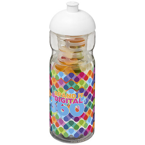 H2O Active® Base 650 ml Sportflasche mit Stülpdeckel und Infusor, transparent, weiss bedrucken, Art.-Nr. 21004800