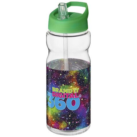 H2O Active® Base 650 ml Sportflasche mit Ausgussdeckel, transparent, grün bedrucken, Art.-Nr. 21004917