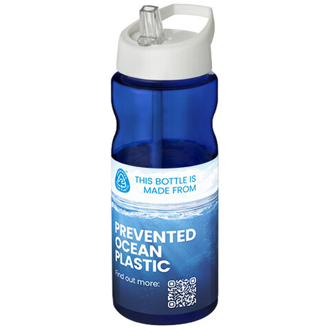 H2O Active® Eco Base 650 ml Sportflasche mit Ausgussdeckel, blau, weiss bedrucken, Art.-Nr. 21009903