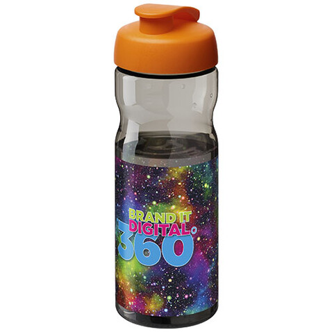 H2O Active® Base Tritan™ 650 ml Sportflasche mit Klappdeckel, kohle, orange bedrucken, Art.-Nr. 21043601