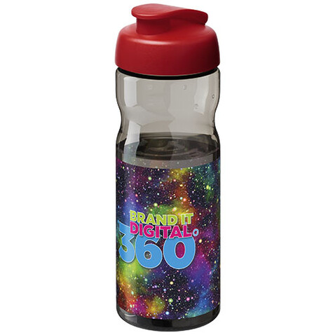 H2O Active® Base Tritan™ 650 ml Sportflasche mit Klappdeckel, kohle, rot bedrucken, Art.-Nr. 21043602