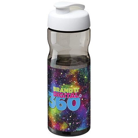 H2O Active® Base Tritan™ 650 ml Sportflasche mit Klappdeckel, kohle, weiss bedrucken, Art.-Nr. 21043605
