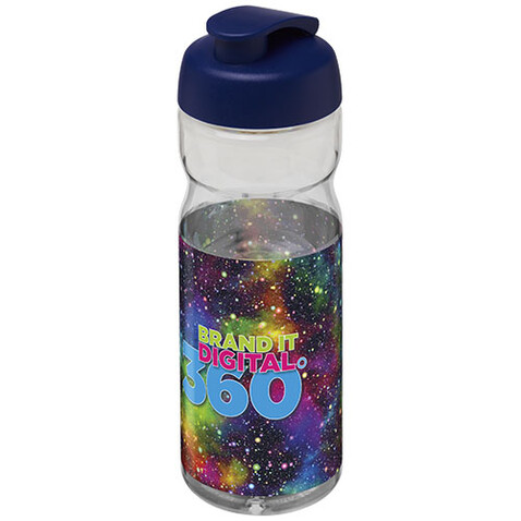 H2O Active® Base Tritan™ 650 ml Sportflasche mit Klappdeckel, transparent klar, blau bedrucken, Art.-Nr. 21043611