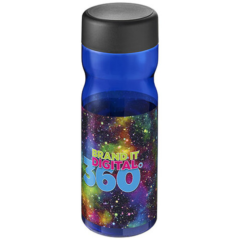 H2O Active® Base Tritan™ 650-ml-Sportflasche mit Drehdeckel, blau, schwarz bedrucken, Art.-Nr. 21043806
