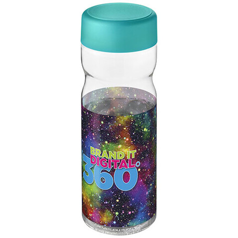 H2O Active® Base Tritan™ 650-ml-Sportflasche mit Drehdeckel, transparent klar, aquablau bedrucken, Art.-Nr. 21043812