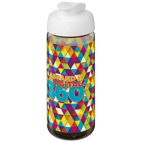 H2O Active® Octave Tritan™ 600-ml-Sportflasche mit Klappdeckel, kohle, weiss bedrucken, Art.-Nr. 21044505