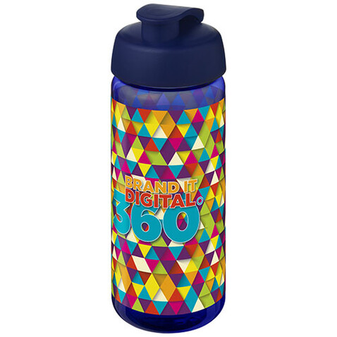 H2O Active® Octave Tritan™ 600-ml-Sportflasche mit Klappdeckel, blau, blau bedrucken, Art.-Nr. 21044508