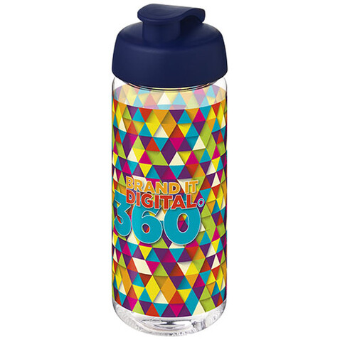 H2O Active® Octave Tritan™ 600-ml-Sportflasche mit Klappdeckel, transparent klar, blau bedrucken, Art.-Nr. 21044511