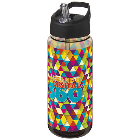 H2O Active® Octave Tritan™ 600 ml Sportflasche mit Ausgussdeckel, kohle, schwarz bedrucken, Art.-Nr. 21044601