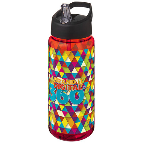 H2O Active® Octave Tritan™ 600 ml Sportflasche mit Ausgussdeckel, rot, schwarz bedrucken, Art.-Nr. 21044603