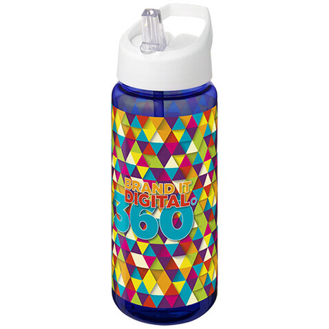 H2O Active® Octave Tritan™ 600 ml Sportflasche mit Ausgussdeckel, blau, weiss bedrucken, Art.-Nr. 21044604