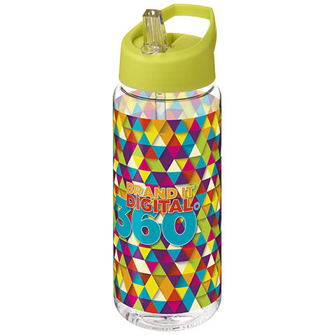 H2O Active® Octave Tritan™ 600 ml Sportflasche mit Ausgussdeckel, transparent klar, limone bedrucken, Art.-Nr. 21044612