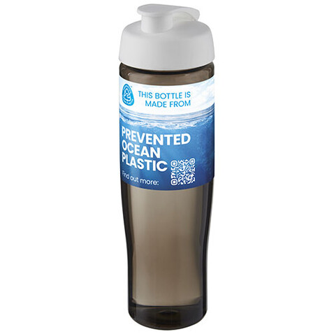 H2O Active® Eco Tempo 700 ml Sportflasche mit Klappdeckel, weiss, kohle bedrucken, Art.-Nr. 21044801