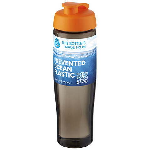 H2O Active® Eco Tempo 700 ml Sportflasche mit Klappdeckel, orange, kohle bedrucken, Art.-Nr. 21044831