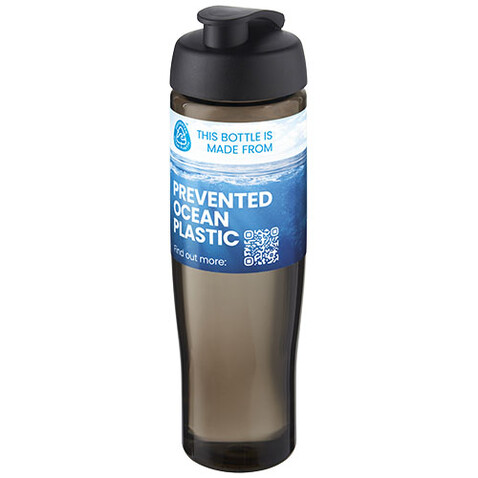 H2O Active® Eco Tempo 700 ml Sportflasche mit Klappdeckel, schwarz, kohle bedrucken, Art.-Nr. 21044890