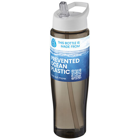 H2O Active® Eco Tempo 700 ml Sportflasche mit Ausgussdeckel, weiss, kohle bedrucken, Art.-Nr. 21044901