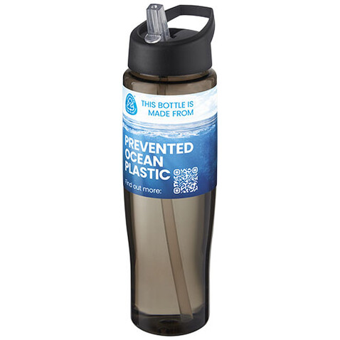 H2O Active® Eco Tempo 700 ml Sportflasche mit Ausgussdeckel, schwarz, kohle bedrucken, Art.-Nr. 21044990