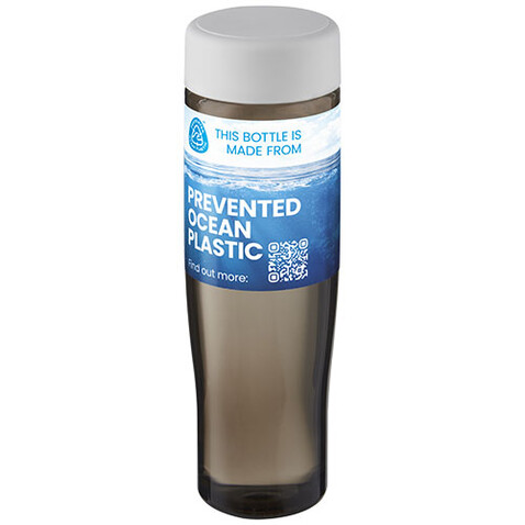 H2O Active® Eco Tempo 700 ml Wasserflasche mit Drehdeckel, weiss, kohle bedrucken, Art.-Nr. 21045001