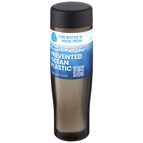 H2O Active® Eco Tempo 700 ml Wasserflasche mit Drehdeckel, schwarz, kohle bedrucken, Art.-Nr. 21045090