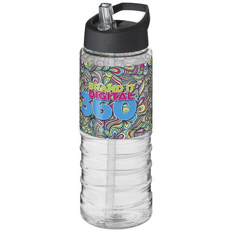 H2O Active® Treble 750 ml Sportflasche mit Ausgussdeckel, transparent, schwarz bedrucken, Art.-Nr. 21087700
