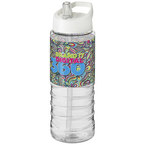 H2O Active® Treble 750 ml Sportflasche mit Ausgussdeckel, transparent, weiss bedrucken, Art.-Nr. 21087701