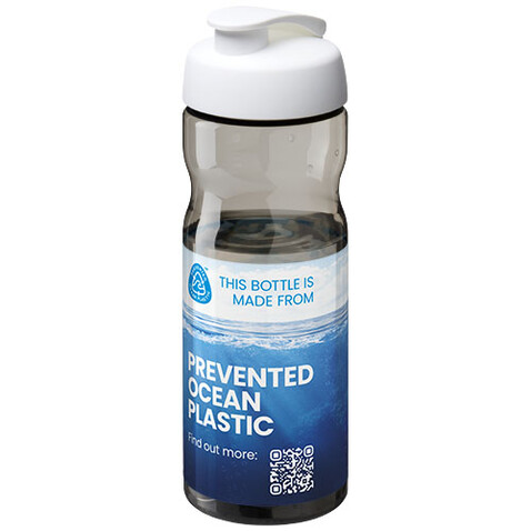 H2O Active® Eco Base 650 ml Sportflasche mit Klappdeckel, weiss, kohle bedrucken, Art.-Nr. 22010001