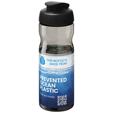 H2O Active® Eco Base 650 ml Sportflasche mit Klappdeckel, schwarz, kohle bedrucken, Art.-Nr. 22010090