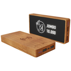 SCX.design P46 10.000 mAh wireless Powerbank aus Holz, braun bedrucken, Art.-Nr. 1PX09971