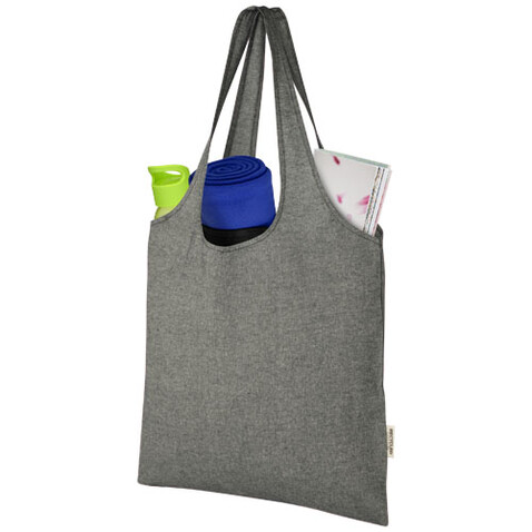 Pheebs 150 g/m² recycelte Tragetasche 7L, heather schwarz bedrucken, Art.-Nr. 12064190