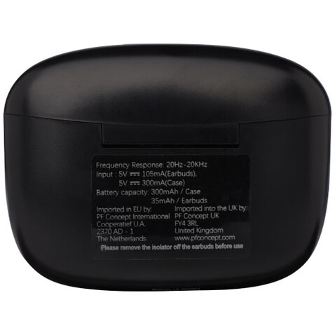 Essos 2.0 True Wireless Auto-Pair-Ohrhörer mit Etui, schwarz bedrucken, Art.-Nr. 12429090